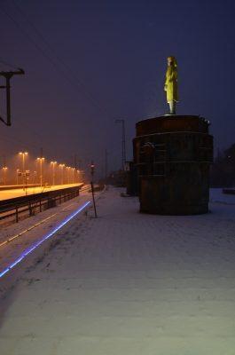 Museumsbahnsteig im Schnee
